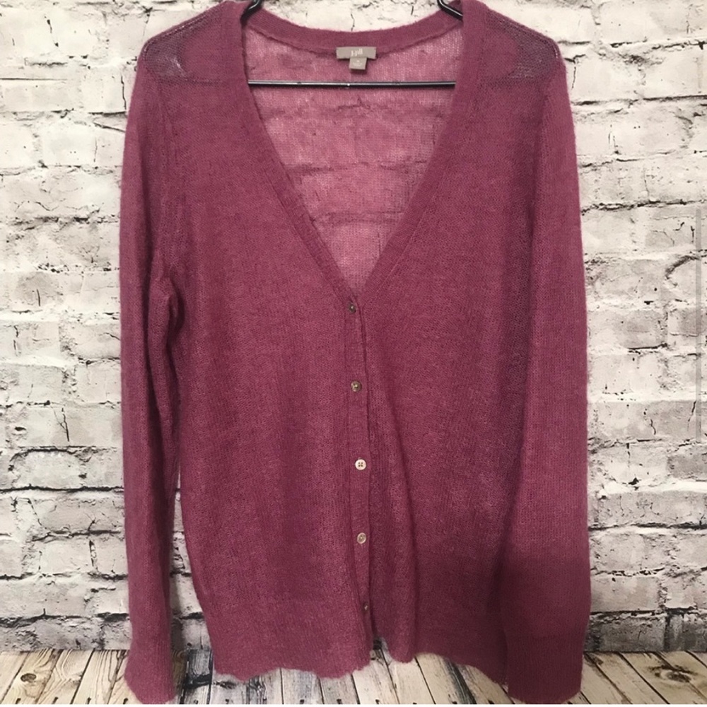 J. Jill Muted Rasberry Mohair Blend Cardigan M